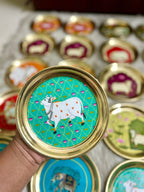 Brass Cow Design Decorative Plate (6 Inch) - Set of 5