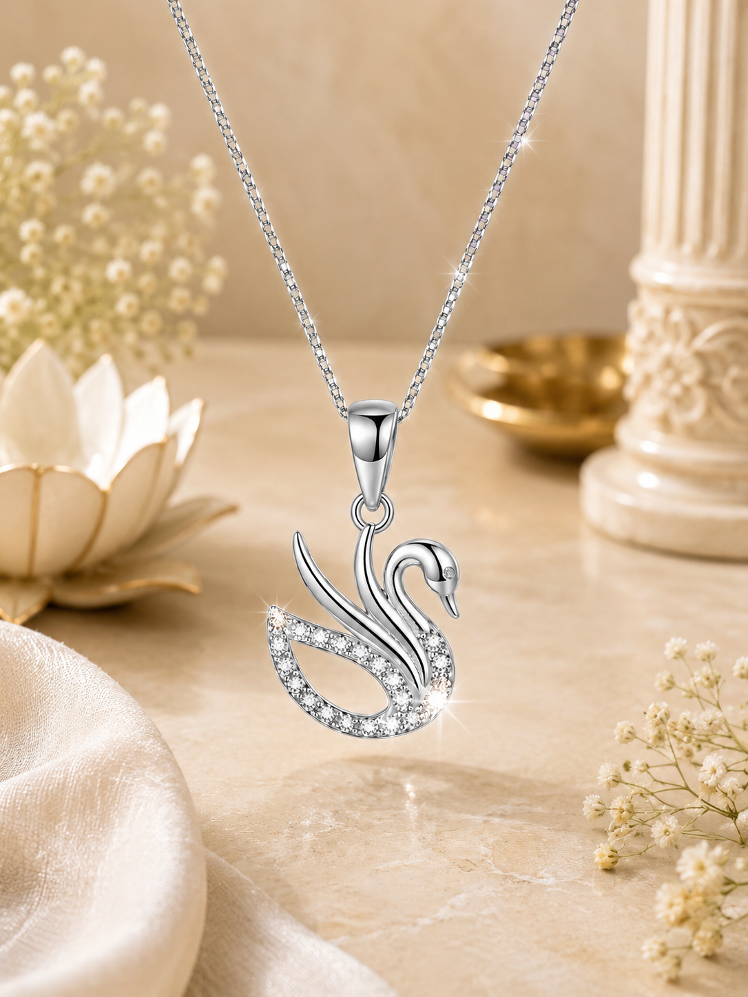 92.5 Silver Swan Pendant (Without Chain)