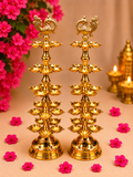 Beautiful Brass Peacock Deepam Lamp Set