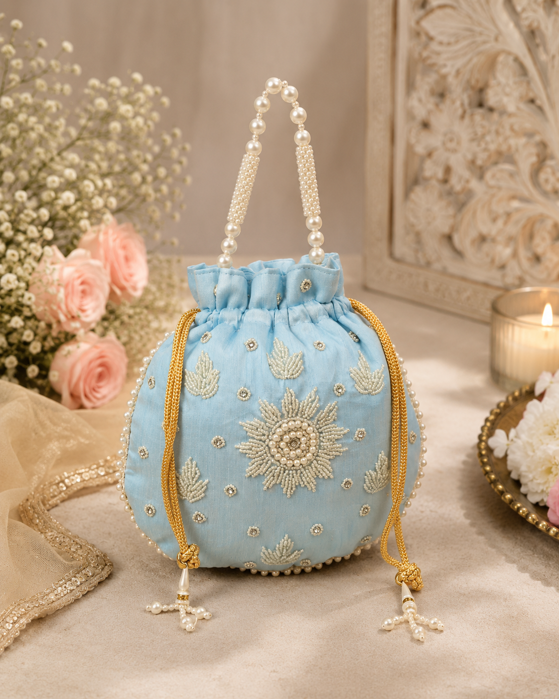 Embroidered Designer Potli Bag - Multiple Colors