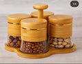 Crystal Serving Jar Set with Bamboo Lids & Tray