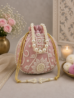Elegant Pearl Embroidered Designer Potli Bag