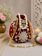 Elegant Pearl Embroidered Designer Potli Bag