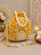 Elegant Pearl Embroidered Designer Potli Bag