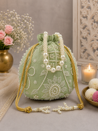 Elegant Pearl Embroidered Designer Potli Bag