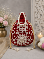 Elegant Pearl Embroidered Designer Potli Bag