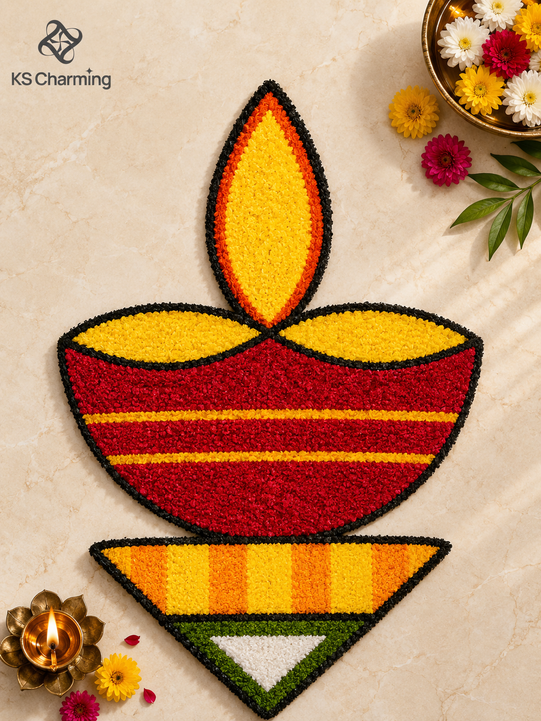 Diya Rangoli Mat – 3 ft