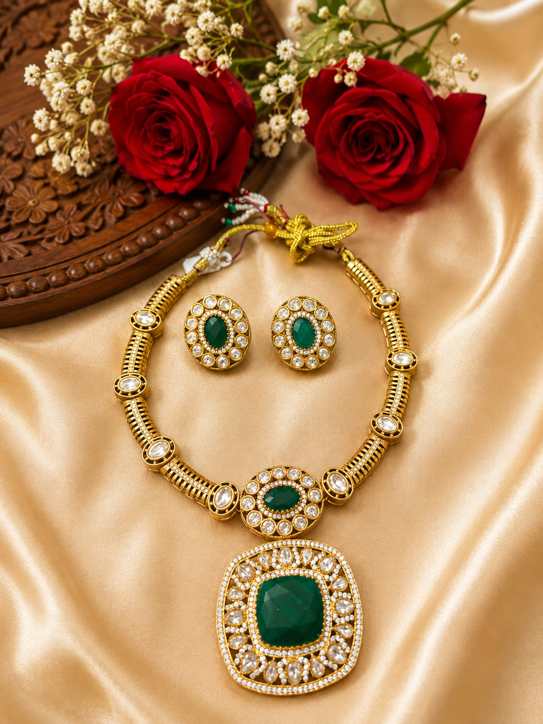 Moissanite Kundan Set with Earrings