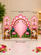Ganpati Backdrop Decoration | 3-Piece MDF Pooja Décor