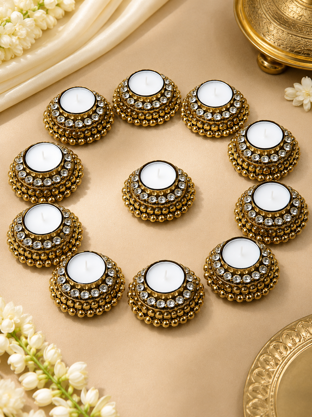 Metal Ghunghroo Diyas (Pair) – 4 Inch