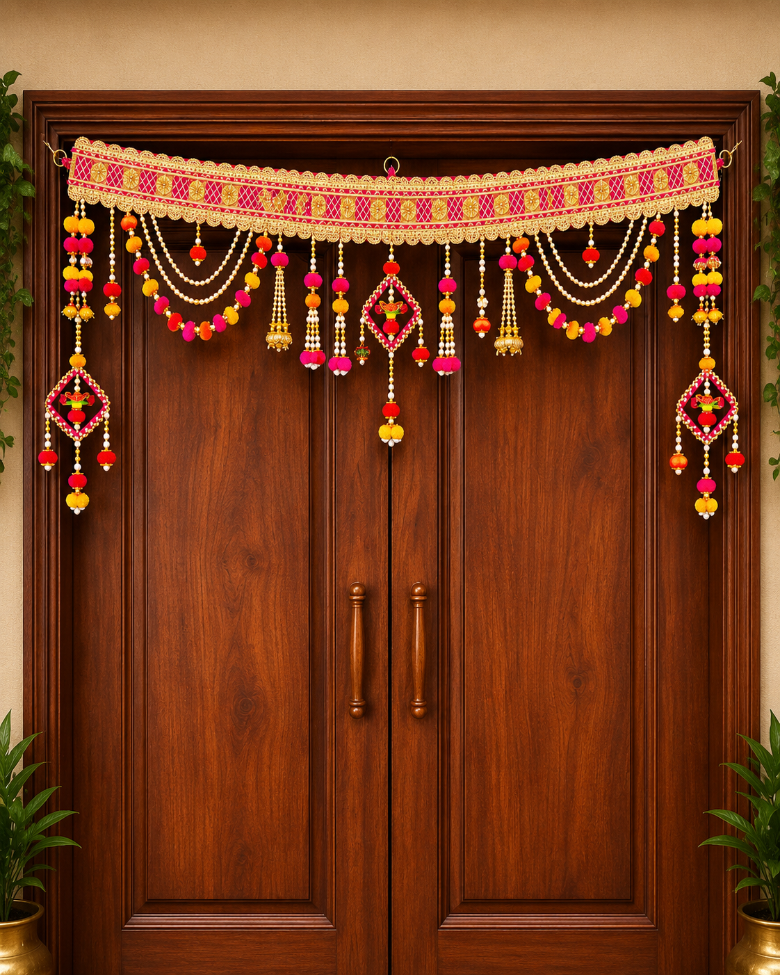 Heavy Gota Patti Pompom Toran