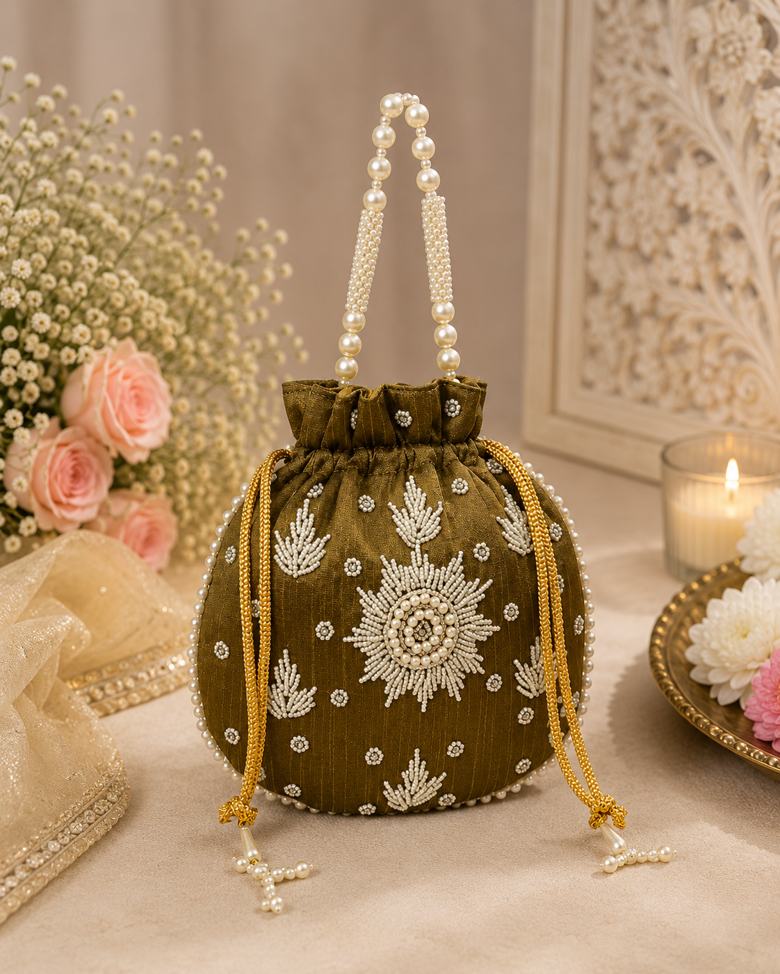 Embroidered Designer Potli Bag - Multiple Colors