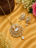 American Diamond Pendant Set with Chain & Earrings