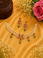 Premium Quality Pearl Choker Set with Earrings