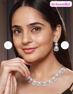 Premium Quality Pearl CZ Necklace Set with Earrings