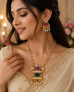Brass High Gold Designer Pendant Set with Ghunghroo Chain
