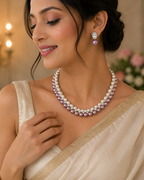 Real Shell Pearl Necklace Set with Earrings