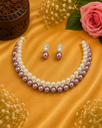 Real Shell Pearl Necklace Set with Earrings