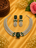 Premium Quality Green AD Necklace Set with Earrings