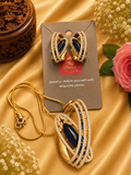 Premium Quality Blue AD Pendant Set with Earrings