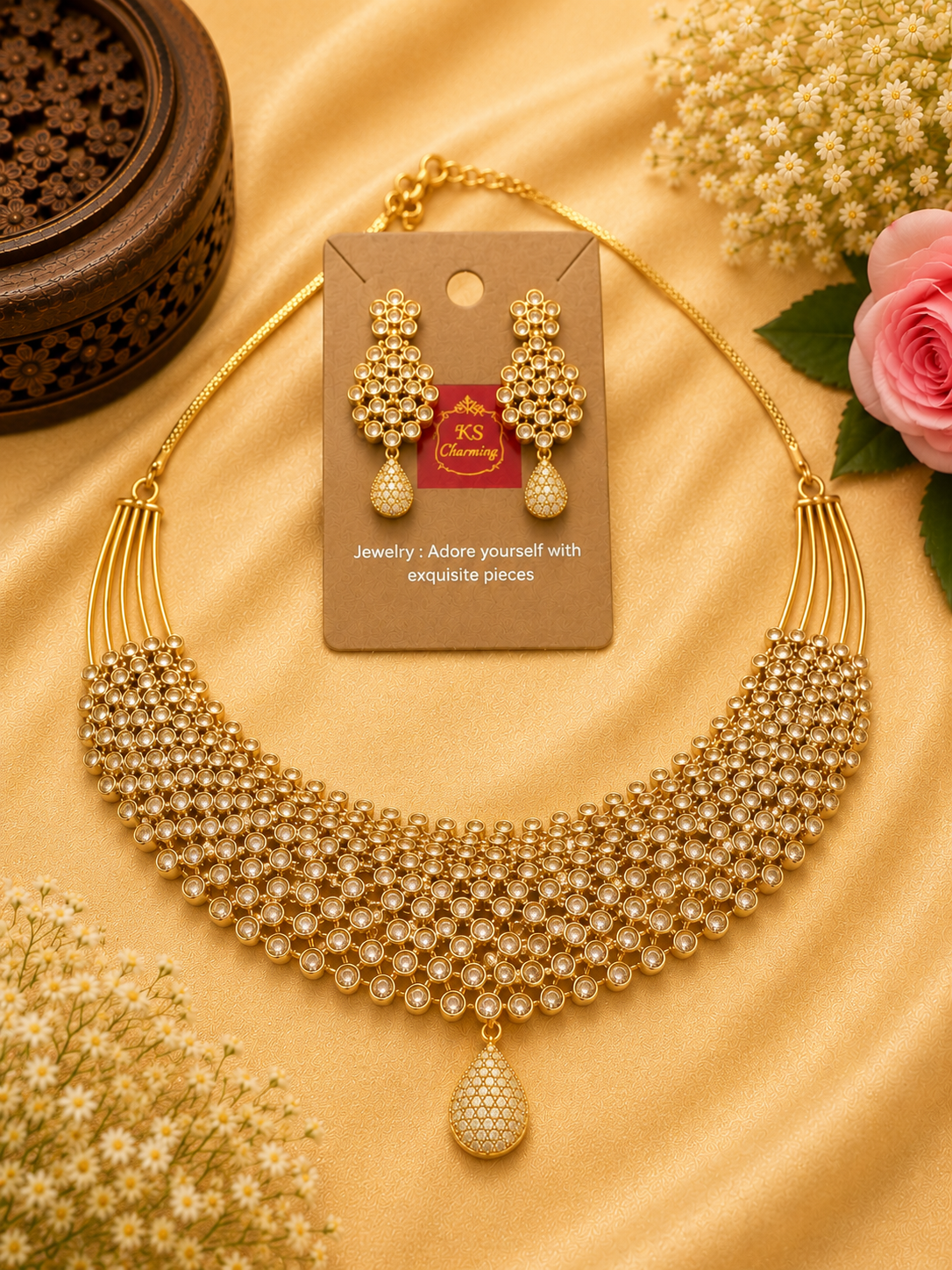 Premium Quality AD Set – Jali Pattern Hasli Neckless Set