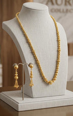 Microfinish Gold Mala with Earrings