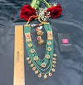 Multi-Layer Green Beaded Necklace Set with Kundan & Jhumka Earrings