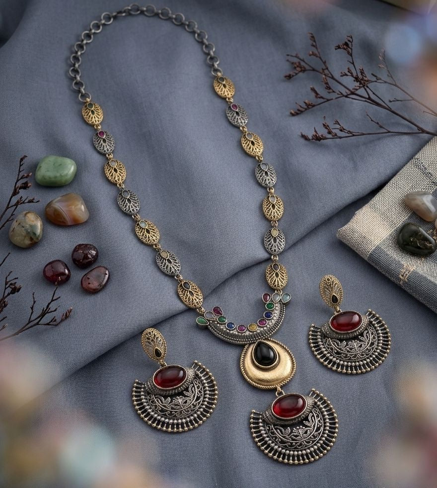 Exclusive Replica Stone Necklace with Matching Studs