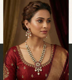 Royal Kundan Pendant Necklace Set with Earrings – Gold & Ruby Finish