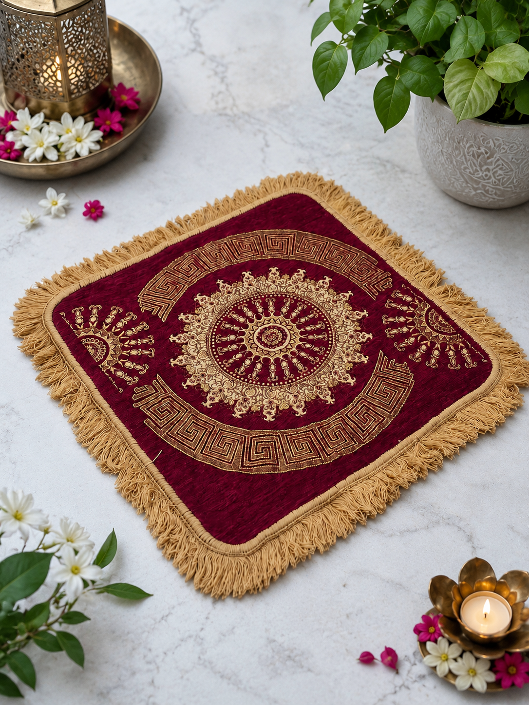 Velvet Pooja Mat / Prayer Mat / Yoga Aasan