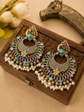 Premium Dual Tone Peacock Chandbali Earrings