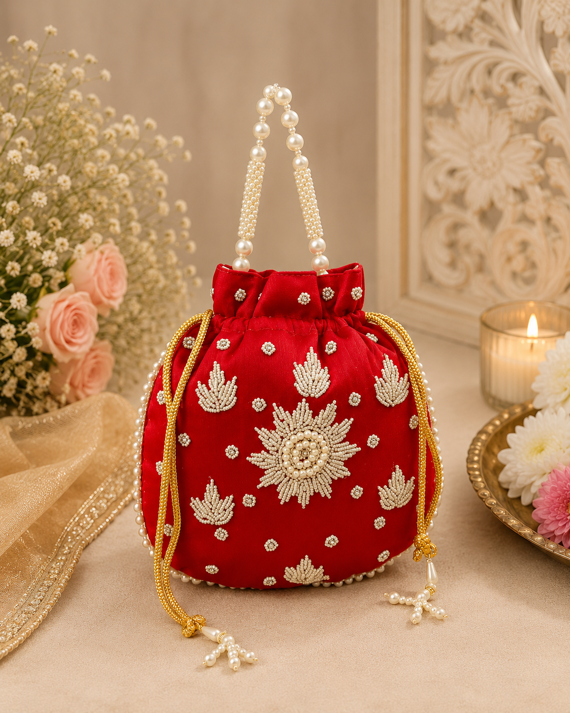 Embroidered Designer Potli Bag - Multiple Colors