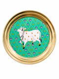 Brass Cow Design Decorative Plate (6 Inch) - Set of 5