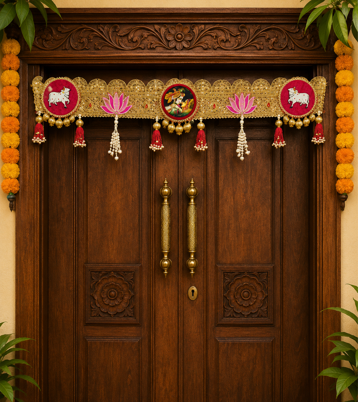 Cow Radha Krishna Lotus Toran