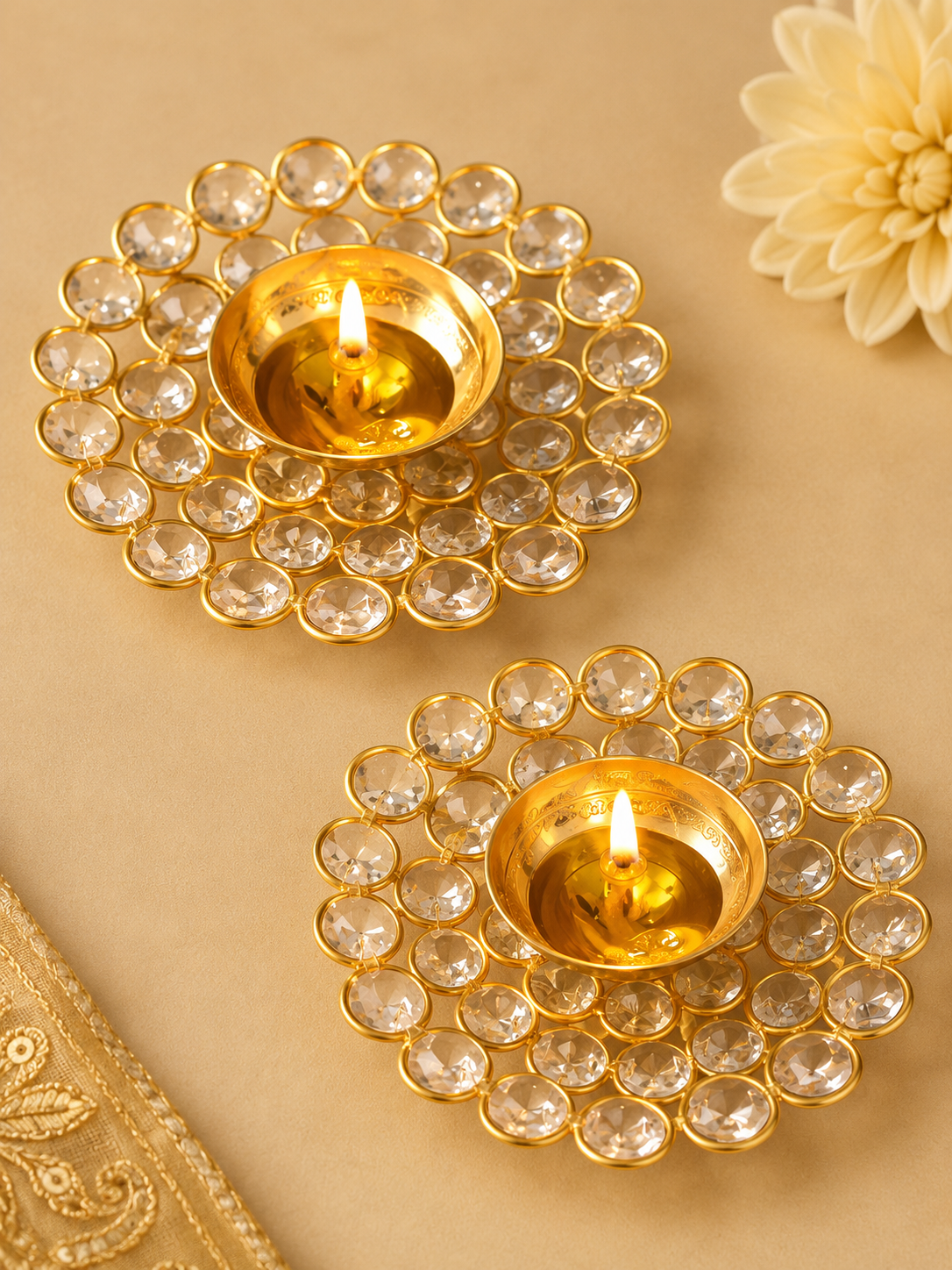 Crystal Brass Diya