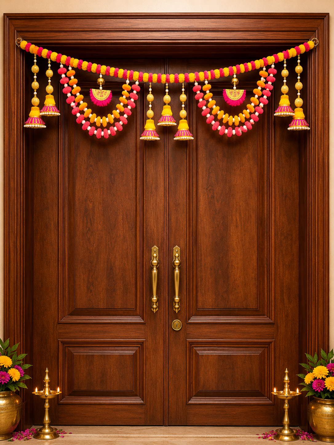 Marigold Pompom Door Toran
