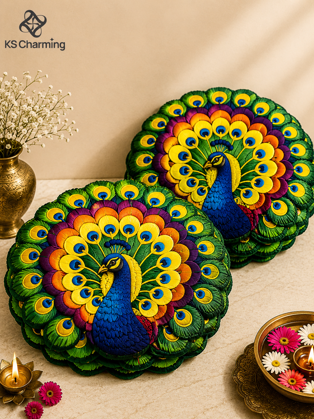 Peacock Rangoli Mat