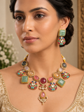 Doublet Russian Stone Choker Set with Matching Earrings | Statement Jewelry