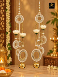 Fancy Mirror Lotus Hangings (Pair)