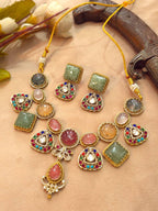 Doublet Russian Stone Choker Set with Matching Earrings | Statement Jewelry
